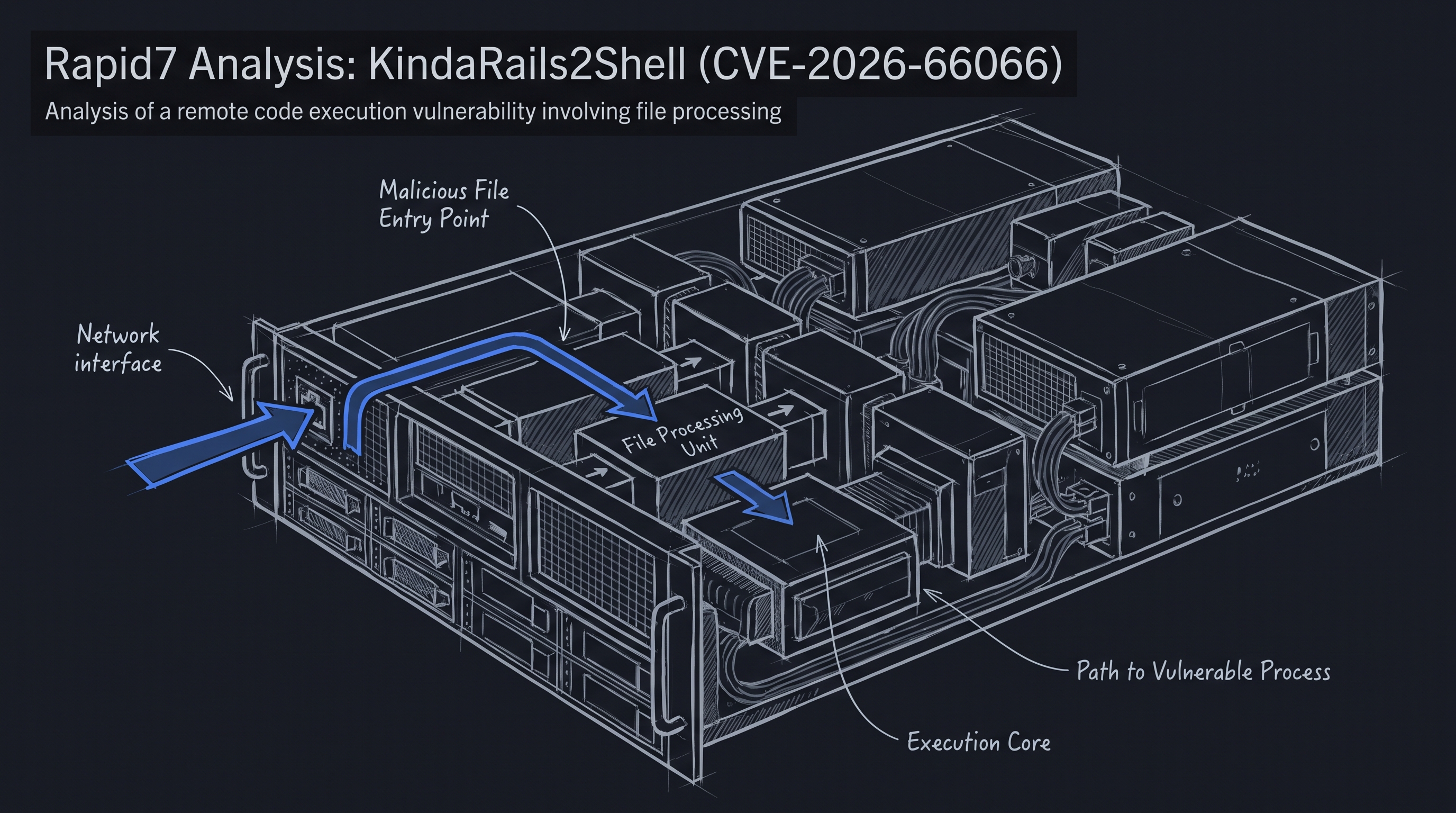 A simplified diagram of a server rack or machine, showing external network access and internal processing units.